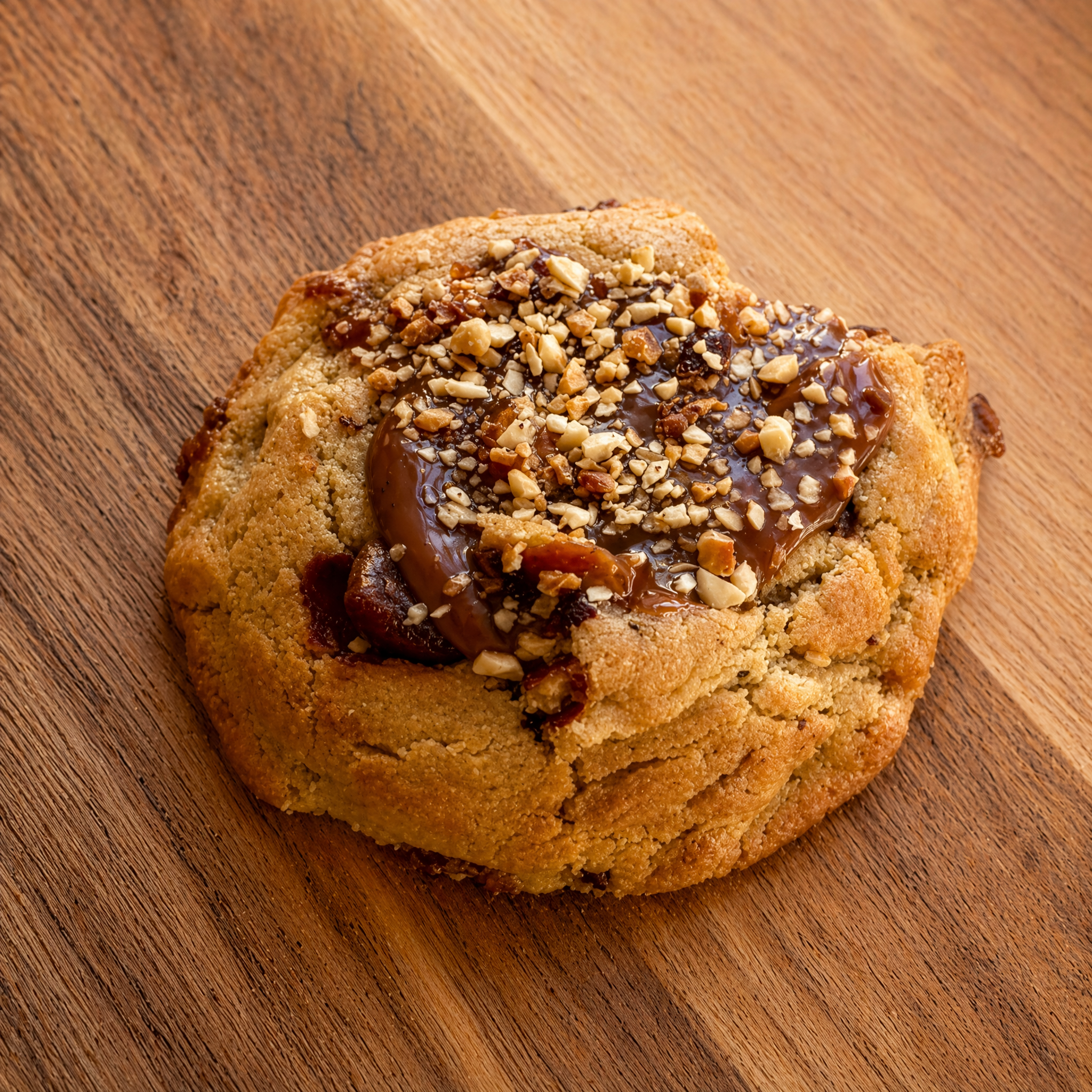 Cookie caramel, cacahuètes, fleur de sel.